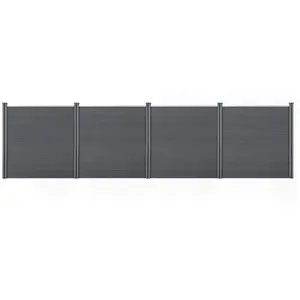 neu.holz HKC Schuttingpaneel met 6 palen 183x705 cm grijs