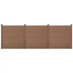neu.holz HKC Schuttingpaneel met 4 palen 183x531 cm bruin