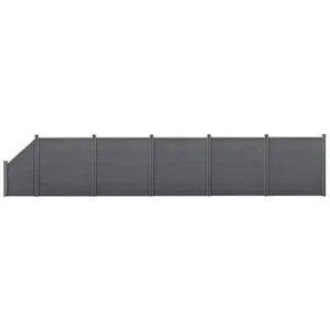 Merkloos / Sans marque HKC Schuttingpanelen set vierkant/schuin 183x973cm grijs pas cher