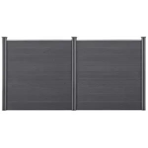neu.holz HKC Schuttingpaneel met 4 palen 183x357 cm grijs