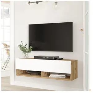 EN.CASA Meuble TV Laitila à porte 29,5 x 100 x 31,5 cm effet bois de pin - bla... pas cher