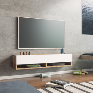 EN.CASA Meuble TV Laitila à 2 portes 29,5 x 140 x 31,5 cm effet bois de pin - ... pas cher