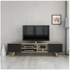 EN.CASA Meuble TV Assens à 2 portes 40 x 160 x 31 cm effet chêne - noir [en.ca... pas cher