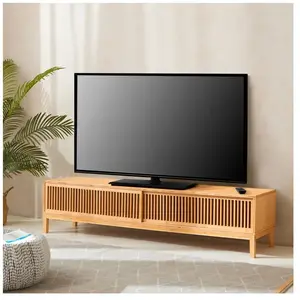 EN.CASA Meuble TV Videbæk bambou 180 x 40 x 38 cm naturel pas cher