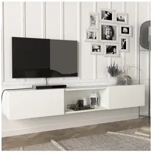 EN.CASA Meuble TV Paltamo 180 x 31 x 30 cm blanc pas cher