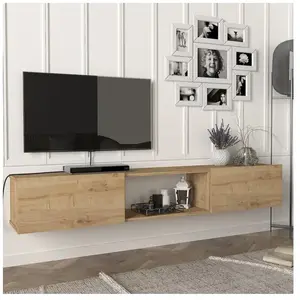 EN.CASA Meuble TV Paltamo 180 x 31 x 30 cm effet chêne pas cher
