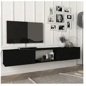 EN.CASA Meuble TV Paltamo 180 x 31 x 30 cm noir pas cher