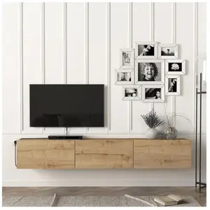 EN.CASA Meuble TV Vihti 180 x 31 x 30 cm effet chêne pas cher
