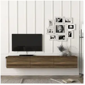 EN.CASA Meuble TV Vihti 180 x 31 x 30 cm effet noyer pas cher