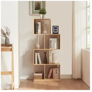 EN.CASA Bibliothèque Gullspång à 4 niveaux bambou 130 x 55 x 30 cm naturel pas cher