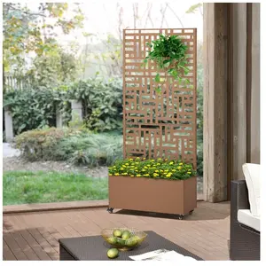 CASA.PRO Jardinière brise-vue Bernalda acier galvanisé 190 x 82 x 38 cm marron pas cher