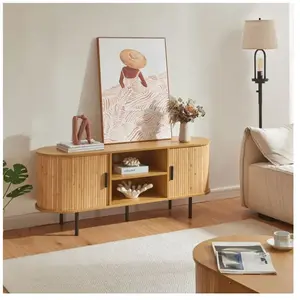 EN.CASA Meuble TV Tvedestrand 140 x 40 x 55 cm naturel noir pas cher