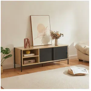 EN.CASA Meuble TV Tysnes 120 x 40 x 45 cm effet chêne noir pas cher