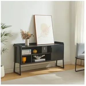 EN.CASA Meuble TV Storfjord 120 x 34 x 63 cm noir pas cher
