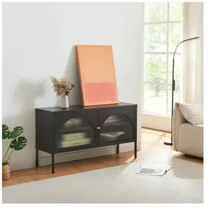EN.CASA Meuble TV Karlskrona 115 x 35 x 64 cm noir mat pas cher