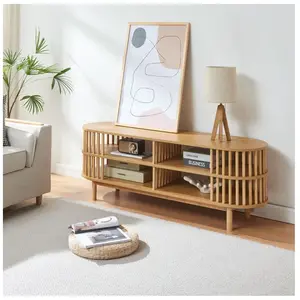 EN.CASA Meuble TV Jarvenpaa bambou pas cher