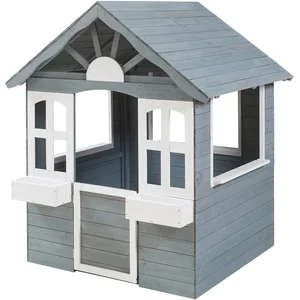 CASA.PRO Cabane de jeu d'extérieur Vesa 138 x 120 x 102 cm bois de sapin gris blanc pas cher