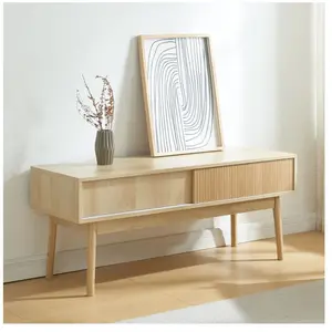 EN.CASA Meuble TV Landskrona 115 x 40 x 48 cm effet chêne pas cher