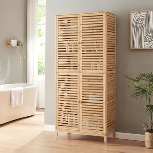 EN.CASA Armoire de salle de bain Raurgela bambou 180 x 80 x 40 cm naturel pas cher