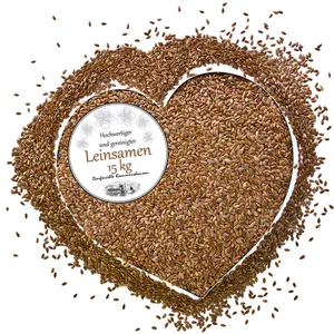 Lijnzaad, natuurlijke lijnzaadjes, enkelvoudig voer, hele zaden, warmtekussens, 15 kg, voedingssupplement voor paarden, vogels, pluimvee, selectie DML pas cher