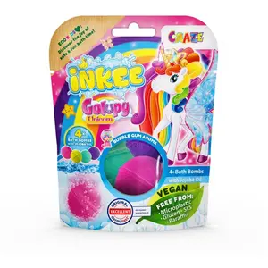 INKEE Galupy Unicorn Lot de 4 bombes de bain de 50 g avec parfum chewi... pas cher