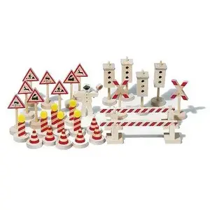 Goki Toys Pure - 29 signaux routiers en bois pas cher