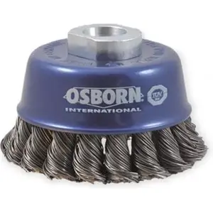 Osborn Meuleuse d'angle 2608151 AR0002608151-115 mm - Brosse de pot D65 mm - Filetage M14 x 2,0 - Fil d'acier tressé 0,50 mm - Certifié TÜV - Bleu - Diamètre : 65 mm pas cher