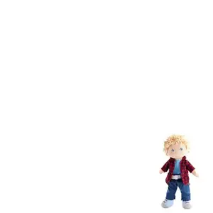 Haba poupée peluche Nick bleu/rouge 30 cm pas cher