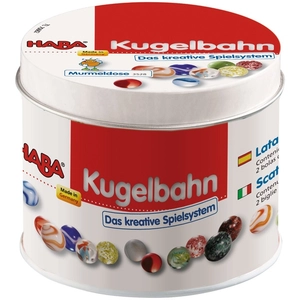 Jeu de billes - HABA - Boîte de billes - 42 billes en verre - 2 billes en métal pas cher