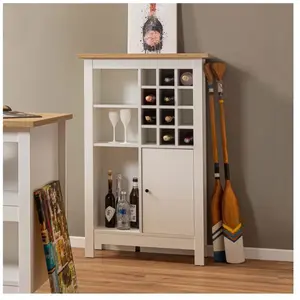 EBUY24 Buffet Avec Range-Bouteilles "Nichole" 124cm Blanc pas cher