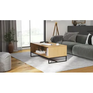 Inter Link Vivo table basse 1 tablette chêne décor,noir. pas cher