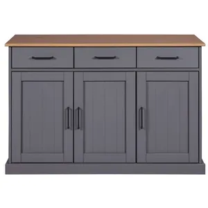 Interlink Commode Oak Colori Bois massif Chêne gris laqué pas cher