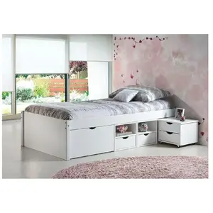 Interlink Lit banquette - Xavier - Pin massif - Blanc - Rangements pas cher