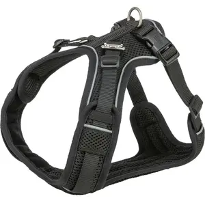 Trixie Premium FlexMesh harness, wide fit,L:63 92cm/25mm,black (68, 80, 85, 90, Chien, Sport canin), Collier + laisse pas cher