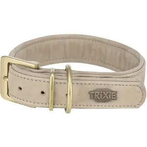 Trixie halsband voor hond pure leer lichtgrijs S-m 31-37x3 cm pas cher