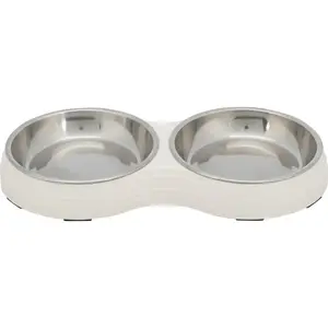 Trixie Set Mangeoire,Melam./AC.INOX.,2×0.2l/ø13/27×3×14,Bl pas cher