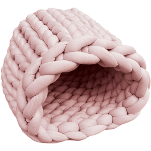 Aumüller Cave à chat tressée en grosse maille rose pas cher