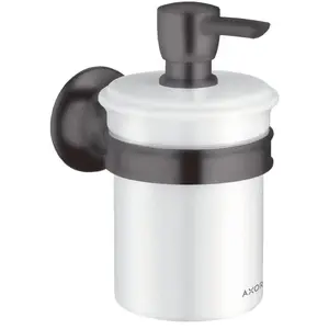 hansgrohe, Robinetterie de salle de bains, Distributeur de savon liquide AXOR MONTREUX montage mural noir brossé chrome pas cher