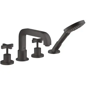 Axor, Robinetterie de salle de bains, Mélangeur 4 trous CITTERIO DN 15 avec cruciforme et rosace bru noir chrome