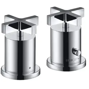 hansgrohe, Robinetterie de salle de bains, Mélangeur bain/douche 2 trous AXOR CITTERIO DN 15 avec thermostat et poignées croisillons chromé