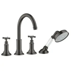 hansgrohe, Robinetterie de salle de bains, Mélangeur bain/douche 4 trous AXOR MONTREUX DN 15 chromé noir brossé