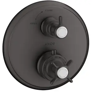 hansgrohe, Robinetterie de salle de bains, Thermostatique AXOR MONTREUX UP avec robinet d'arrêt brushed black chrome