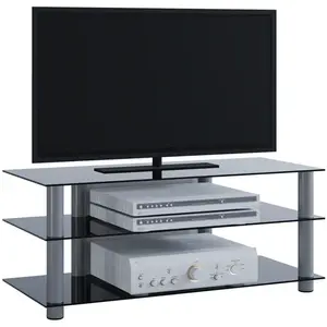 Meuble TV ZUMBO 110 - HOMELIFE24 - Verre Noir - Contemporain - Design ... pas cher