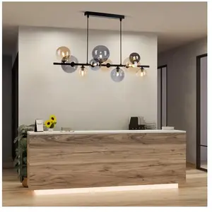 JUST LIGHT Hanglamp Popsicle Zwart - Smoke Amber Glas 85cm pas cher
