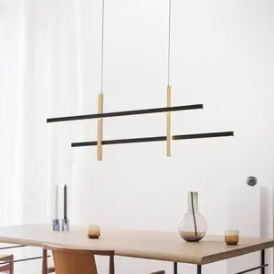LED hanglamp hanglamp woonkamerlamp plafondlamp eetkamerlamp, metaal aluminium kunststof zwart goud, Simply dimm Memory, 9,5W 1100Lm 3000K warm wit, H 120 cm pas cher