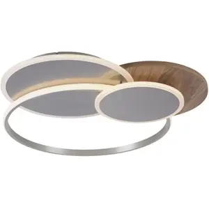 PAUL NEUHAUS Plafonnier LED 8329-79 Argent-déco bois, 50 W, 6000 lm, C...Vendu pargalaxus
