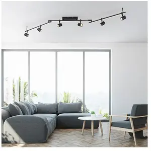 Paul Neuhaus plafondspot Barik zwart 6xGU10 4,5W + 3x5W pas cher