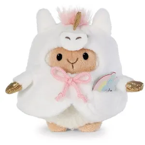 Magni Peluche Nici Mouton Wools avec arc en ciel et costume licorne 8 cm pas cher