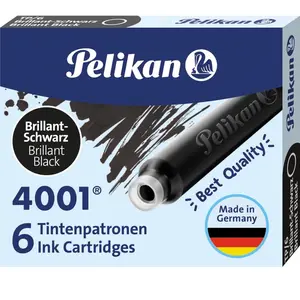 Pelikan, Cartouche de rechange + encrier, 4001 Tp/6 (Noir, 6 pcs) pas cher