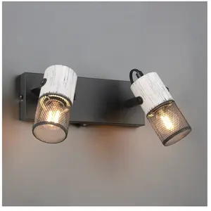 TRIO TOSH - Spot - Zwart wit - excl. 2x E14 15W - Wandspot met schakel... pas cher